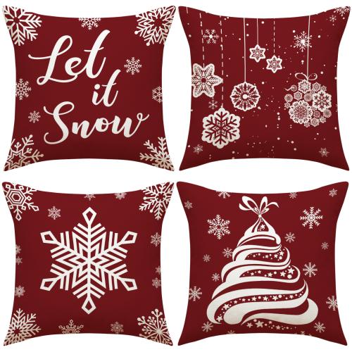 Linen Throw Pillow Covers christmas design & washable printed PC