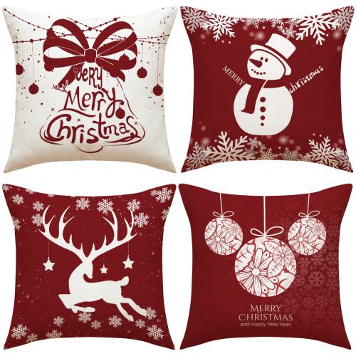 Linen Throw Pillow Covers christmas design & washable printed PC
