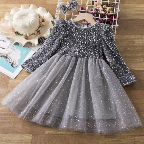 Paillettes & Polyester Robe d’une seule pièce de fille Imprimé Point plus de couleurs pour le choix pièce