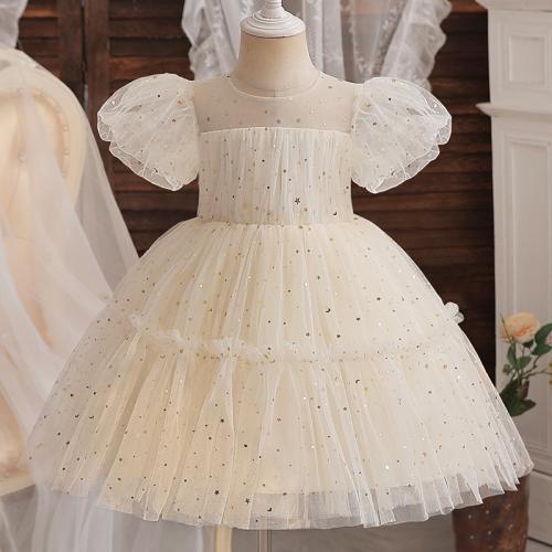 Polyester Robe d’une seule pièce de fille Imprimé modèle d’étoile Abricot pièce