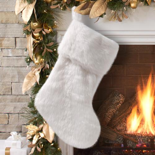 Peluche Chaussettes de décoration de Noël Solide Blanc pièce
