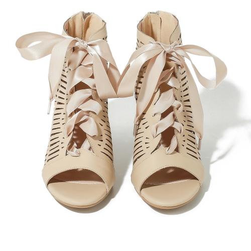 PU Cuir Sandales femmes Abricot Paire