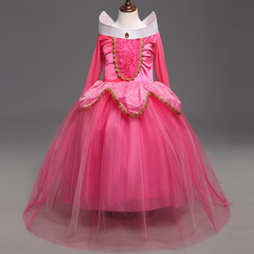 Polyester Robe d’une seule pièce de fille Patchwork Fuchsia pièce