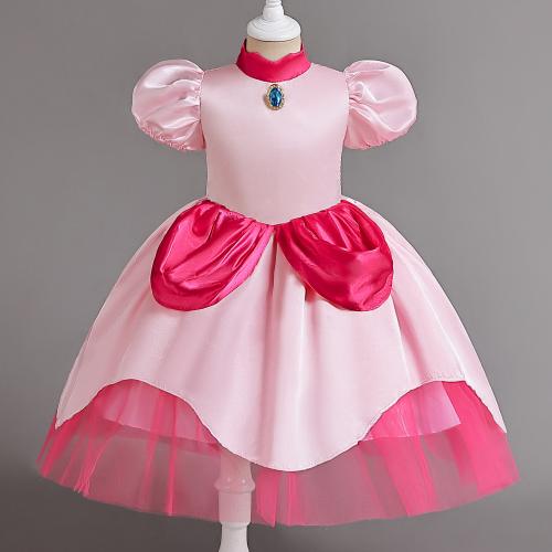 Polyester Robe d’une seule pièce de fille Patchwork Rose pièce