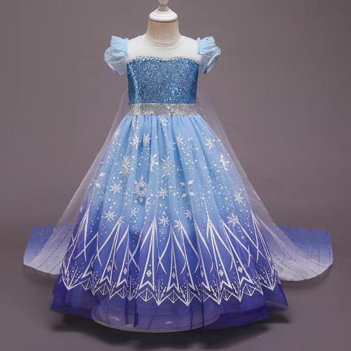 Gaze & Polyester Robe d’une seule pièce de fille Cap & Robe Imprimé Bleu pièce