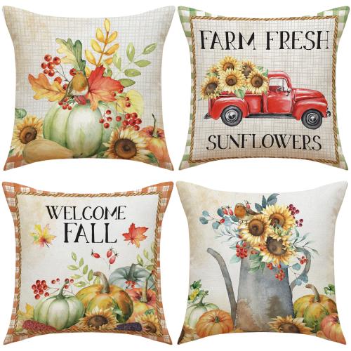 Linen Throw Pillow Covers washable printed PC