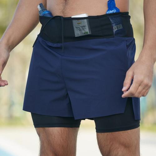 Polyamide & Spandex Quick Dry Men Cargo Shorts & fake two piece patchwork Solid PC