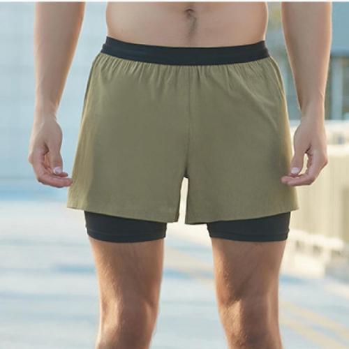 Spandex & Polyester Quick Dry Men Cargo Shorts & fake two piece & breathable patchwork PC