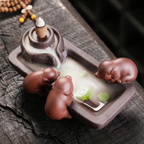 Purple Clay Backflow Burner for home decoration handmade PC