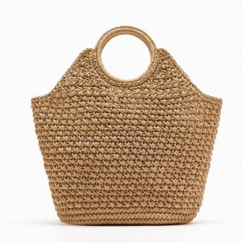 Paper Rope Beach Bag & Easy Matching Woven Tote large capacity coffee PC
