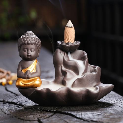 Purple Clay Backflow Burner for home decoration handmade PC