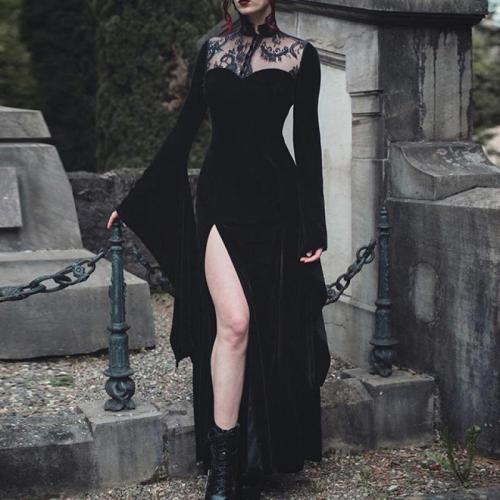 ポリエステル セクシーな魔女の衣装 パッチワーク 単色 黒 一つ