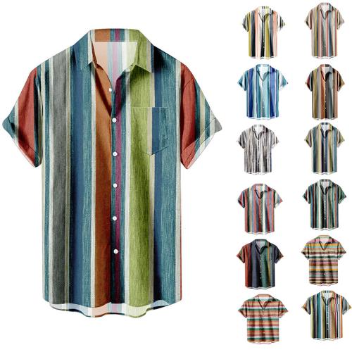 Polyester Men Short Sleeve Casual Shirt & loose printed PC