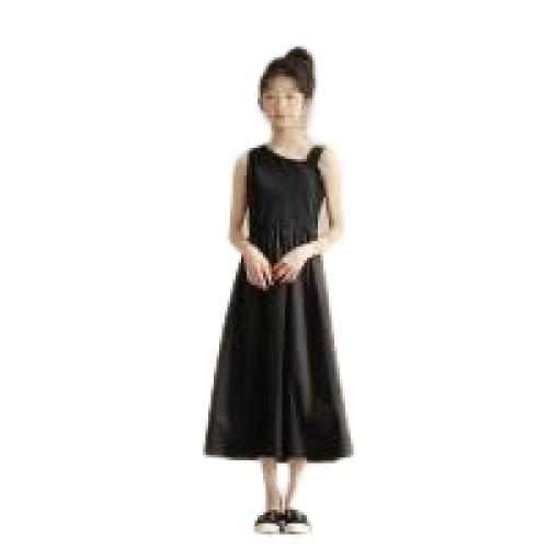 Coton Robe d’une seule pièce de fille Patchwork Solide Noir pièce