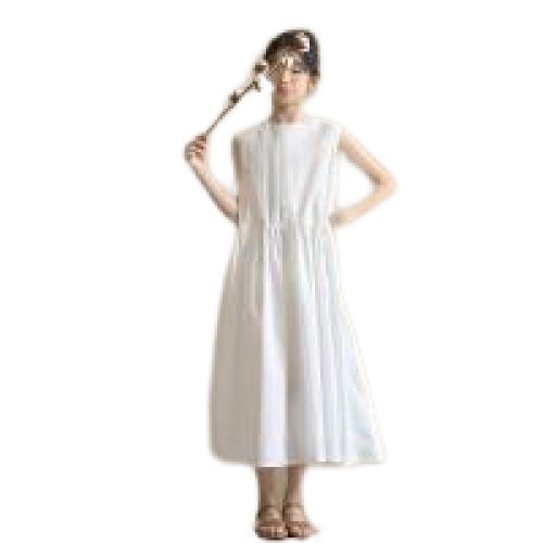 Coton Robe d’une seule pièce de fille Solide Blanc pièce