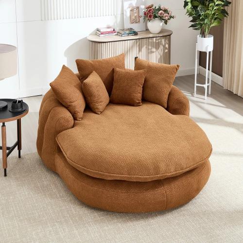Cotton Linen double & Soft Lazy Sofa Sponge Solid caramel PC