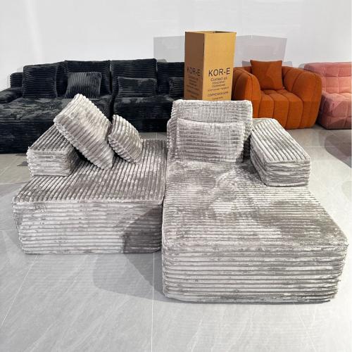 Flannelette Soft Compression Sofa Sponge Solid gray PC