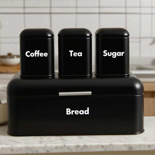 Galvanized Iron Food Storage Container Box tight seal & dustproof & four piece printed letter Set