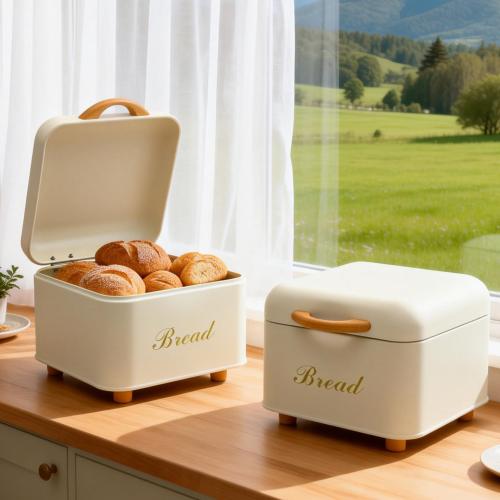 Galvanized Iron Food Storage Container Box tight seal & dustproof Wood printed letter white PC