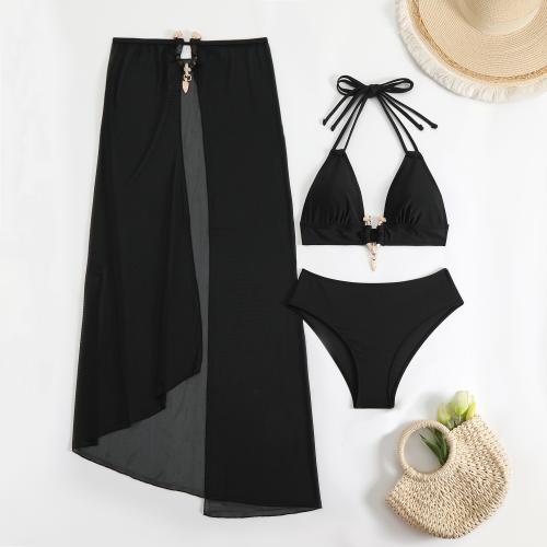 Polyamide & Polyester Bikini backless & three piece Solid Set