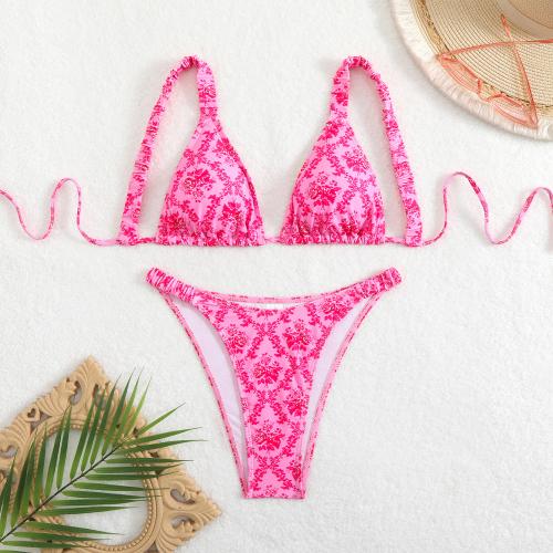 Spandex & Polyester Bikini backless & padded printed floral PC