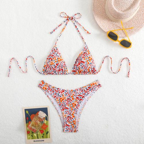 Spandex & Polyester Bikini backless & padded printed floral Set