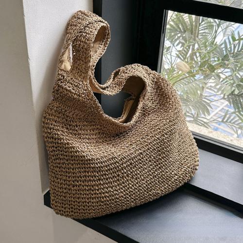 Straw Woven Shoulder Bag large capacity & hollow Polyester PC