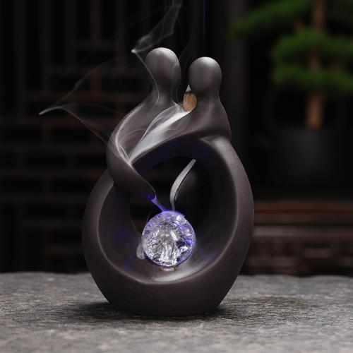 Ceramics Backflow Burner for home decoration & with LED lights handmade PC