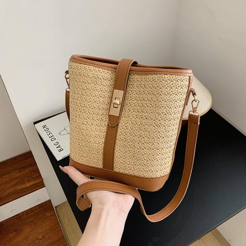 Straw Bucket Bag Crossbody Bag large capacity & soft surface PC