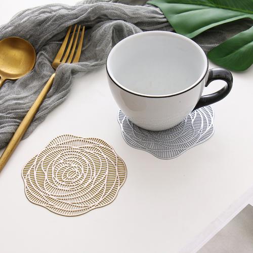 PVC anti-scald & Waterproof Cup Pad hollow gold foil print Solid PC