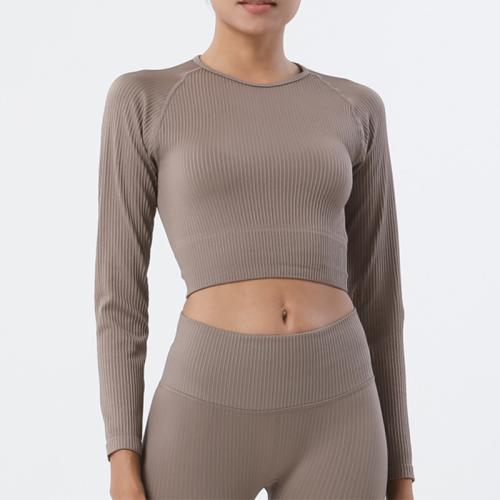 Polyamide & Spandex Women Yoga Tops midriff-baring & sweat absorption Solid PC