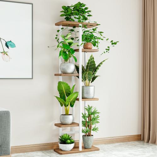 Wooden & Iron Multilayer Flower Rack PC