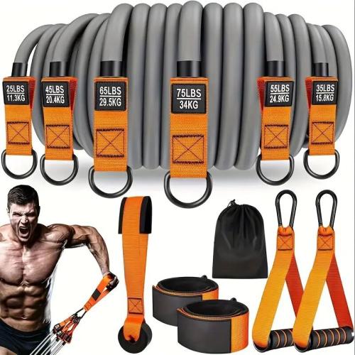 TPE-Thermoplastic Elastomer & Sponge & Polypropylene & Iron Multifunction Resistance Bands Set
