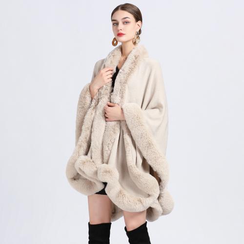 Pluche & Acryl & Polyester Mantel Poncho Gebreide Solide Beige : stuk