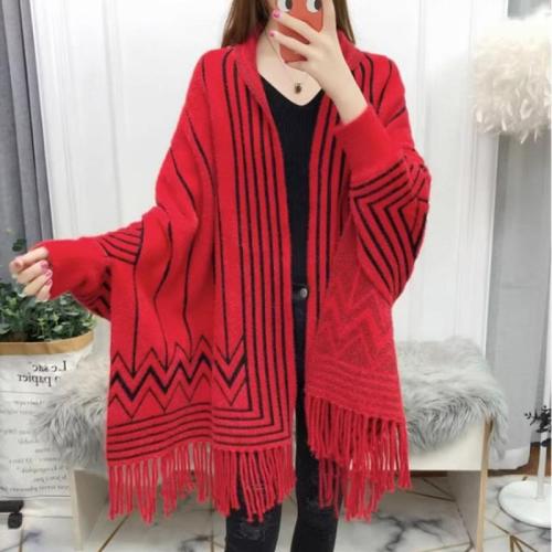 Acryl & Polyester Mantel Poncho Gebreide Striped meer kleuren naar keuze : stuk