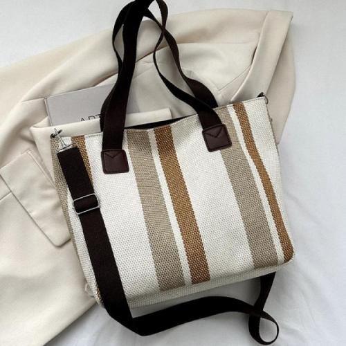 Canvas Tote Bag Shoulder Bag large capacity & soft surface striped PC