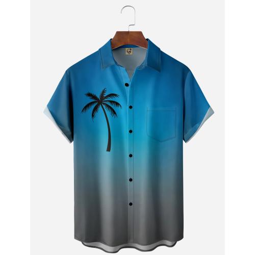 Polyester Plus Size Men Short Sleeve Casual Shirt printed PC