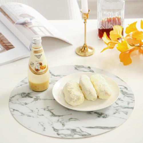 PU Leather anti-scald & Waterproof Table Mat durable printed Marbling white PC