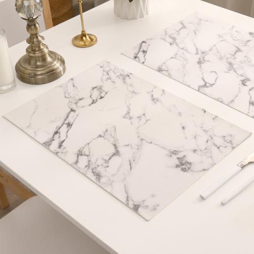 PU Leather anti-scald & Waterproof Table Mat printed Marbling white PC