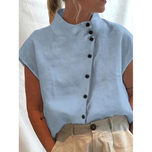 Tissu en coton Chemise à manches courtes femmes Solide plus de couleurs pour le choix pièce