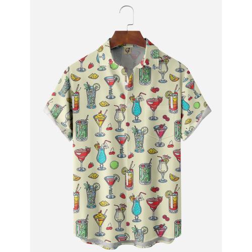 Polyester Plus Size Men Short Sleeve Casual Shirt printed PC