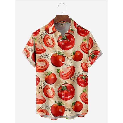 Polyester Plus Size Men Short Sleeve Casual Shirt printed PC