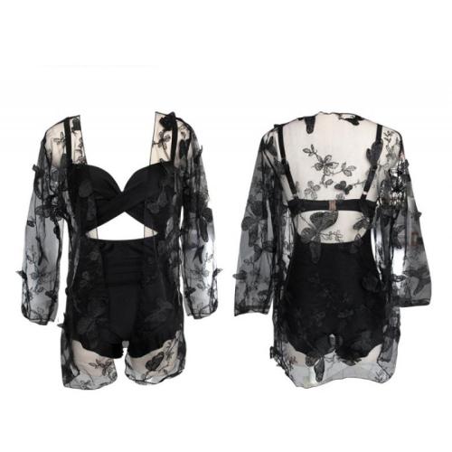 Polyamide & Spandex & Polyester Monokini Noir Ensemble