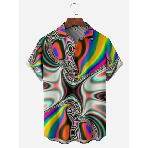 Polyester Plus Size Men Short Sleeve Casual Shirt printed PC