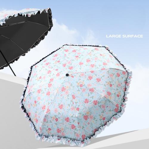 Pongee Foldable Umbrella sun protection floral PC