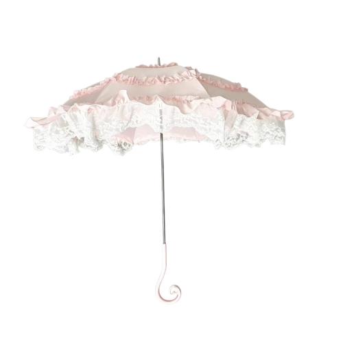 Pongee lace Long Handle Umbrella Steel & Plastic pink PC