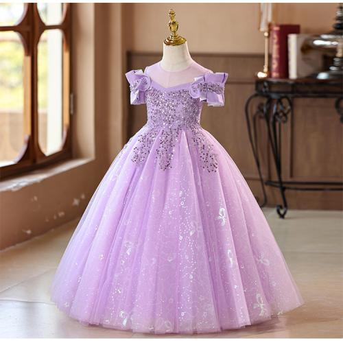 Polyester & Cotton Princess Girl One-piece Dress Sequin PC