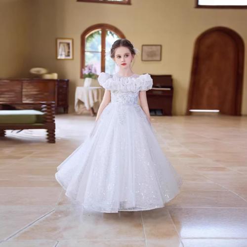 Polyester scallop & Princess Girl One-piece Dress Sequin PC