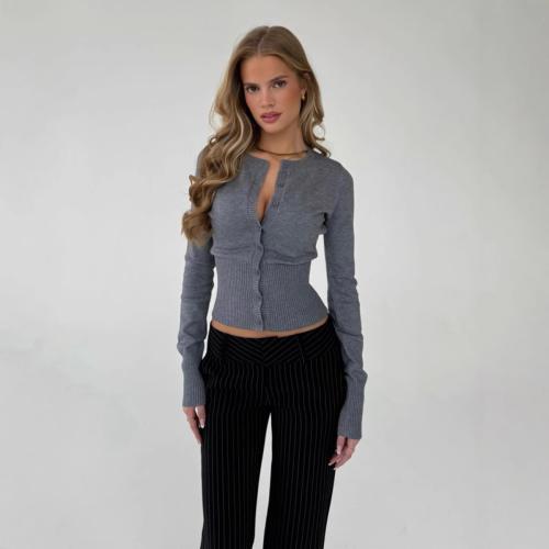 Viscose & Nylon & Polyester Slim Women Cardigan knitted Solid PC