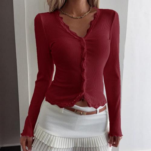 Spandex & Polyester Slim Women Cardigan knitted Solid PC